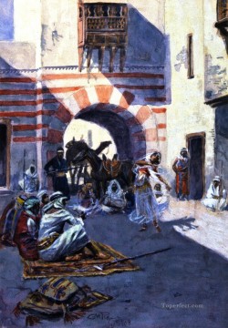 street scene in arabia 1908 Charles Marion Russell Arab Oil Paintings
